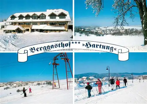 AK / Ansichtskarte Hinterrod_Waffenrod Berggasthof Hotel Hartung Thueringer Wald Wintersport Schlepplift Hinterrod Waffenrod