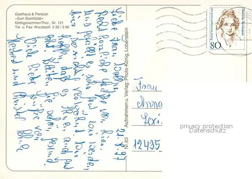 AK / Ansichtskarte Klettigshammer Gasthaus Pension Zum Sormitztal Restaurant Landschaftspanorama Klettigshammer