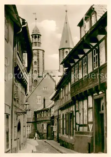 AK / Ansichtskarte Goslar Bergstrasse und Marktkirche Goslar