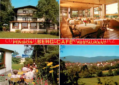 AK / Ansichtskarte Langdorf_Regen Pension Berg Cafe Restaurant Terrasse Panorama Langdorf Regen