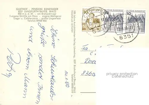 AK / Ansichtskarte Langfurth_Schoefweg Gasthof Pension Ranzinger Schlepplift Panorama Langfurth Schoefweg