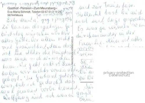 AK / Ansichtskarte Meura Gasthof Pension Zum Meuraberg Gastraum Terrasse Musikertrio Meura