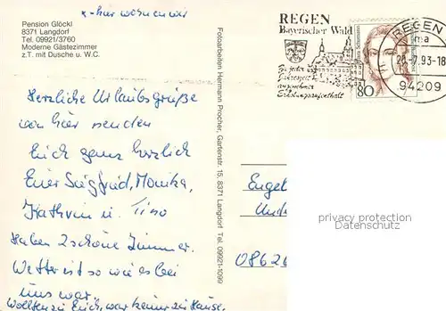 AK / Ansichtskarte Langdorf_Regen Pension Gloeckl Langdorf Regen