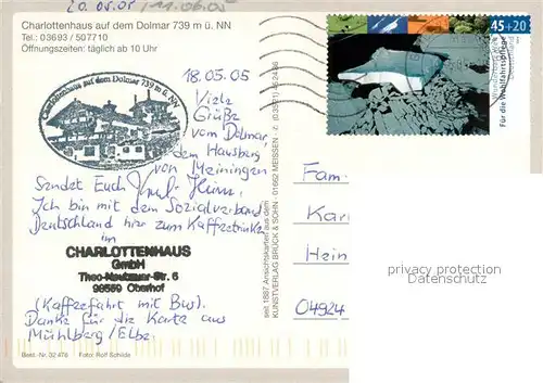 AK / Ansichtskarte Oberhof_Thueringen Charlottenhaus auf dem Dolmar Oberhof Thueringen