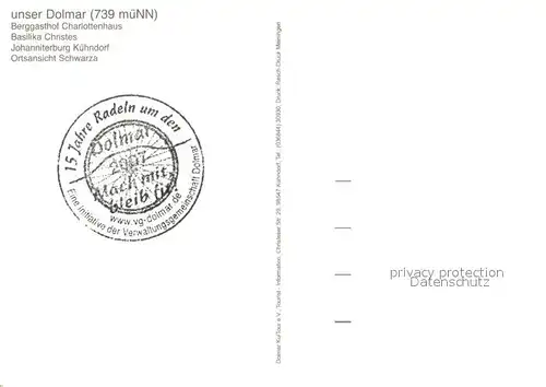 AK / Ansichtskarte Schwarza_Thueringer_Wald Unser Dolmar Berggasthof Charlottenhaus Basilika Christes Johanniterburg Kuehndorf Ortsansicht Schwarza_Thueringer_Wald