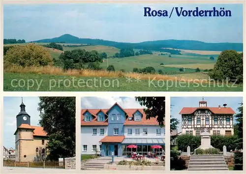 AK / Ansichtskarte Rosa_Rhoen Stoffelskuppe mit Pless Kirche Landgasthof Ponde Rosa Alte Schule in Georgenzell 