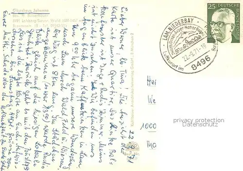 AK / Ansichtskarte Lohberg_Lam Gaestehaus Johanna Gaststube Zimmer Panorama Lohberg_Lam