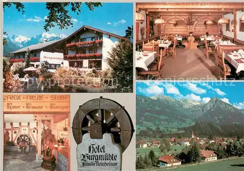 AK / Ansichtskarte Fischen_Allgaeu Komforthotel Burgmuehle Gaststube Muehle Panorama Fischen Allgaeu