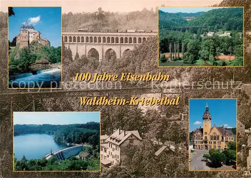 AK / Ansichtskarte Kriebethal_Kriebstein Burg Kriebstein Talsperre Lindenhofbruecke Viadukt Rathaus Waldheim Kriebethal_Kriebstein