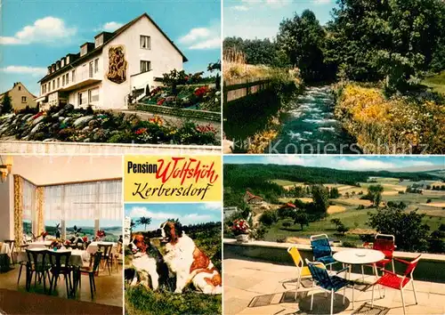 AK / Ansichtskarte Kerbersdorf Pension Wolfshoeh Gaststube Bernhardiner Terrasse Bach Kerbersdorf