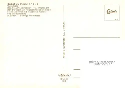AK / Ansichtskarte Burkheim_Kaiserstuhl Gasthof Pension Krone Restaurant Terrasse Burkheim_Kaiserstuhl