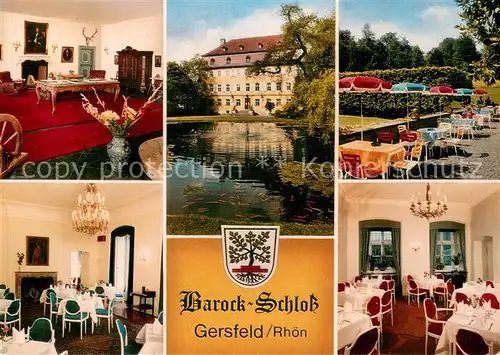 AK / Ansichtskarte Gersfeld_Rhoen Restaurant Cafe Barock Schloss Terrasse Teich Gersfeld Rhoen