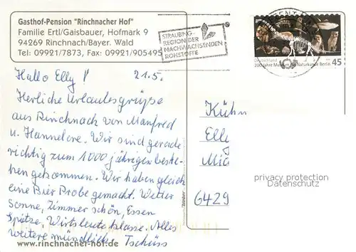AK / Ansichtskarte Rinchnach Gasthof Pension Rinchnacher Hof Restaurant Panorama Rinchnach