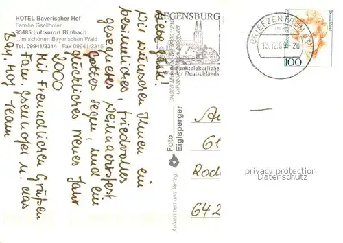 AK / Ansichtskarte Rimbach_Bayrischer_Wald Hotel Bayerischer Hof Restaurant Hallenbad Rimbach_Bayrischer_Wald