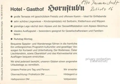 AK / Ansichtskarte Immenstadt_Allgaeu Hotel Gasthof Hornstubn Gaststuben Spielplatz Immenstadt_Allgaeu