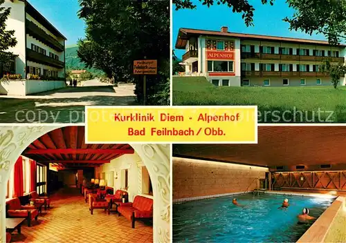 AK / Ansichtskarte Bad_Feilnbach Kurklinik Diem Alpenhof Gastraum Hallenbad Bad_Feilnbach