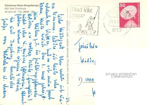 AK / Ansichtskarte Bad_Feilnbach Gaestehaus Rosa Hengstberger Bad_Feilnbach