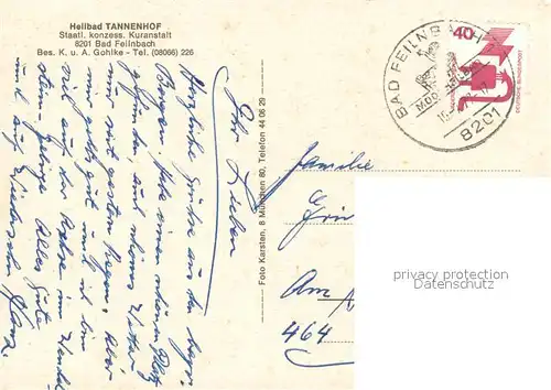AK / Ansichtskarte Bad_Feilnbach Heilbad Tannenhof Gastraeume Bad_Feilnbach