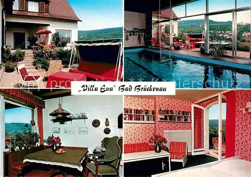 AK / Ansichtskarte Bad_Brueckenau Villa Eva Hallenbad Gaststube Zimmer Bad_Brueckenau
