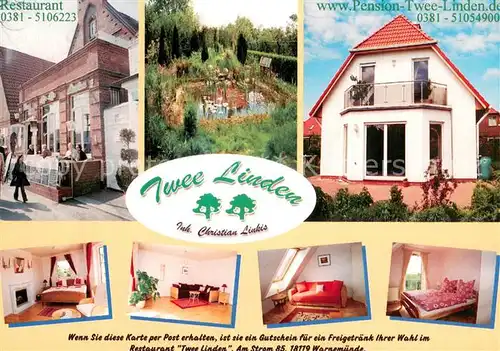 AK / Ansichtskarte Warnemuende_Ostseebad Restaurant Pension Twee Linden Gastzimmer Warnemuende_Ostseebad