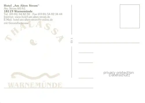 AK / Ansichtskarte Warnemuende_Ostseebad Hotel Am Alten Strom Fliegeraufnahme Gastraeume Saal Fitness Warnemuende_Ostseebad