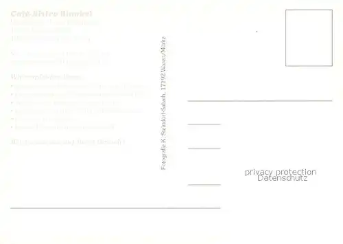 AK / Ansichtskarte Waren_Mueritz Cafe Bistro Binokel Waren Mueritz