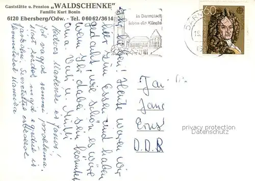 AK / Ansichtskarte Ebersberg_Odenwald Gaststaette Pension Waldschenke Ebersberg Odenwald