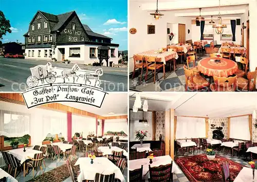 AK / Ansichtskarte Langewiese Gasthof Pension Cafe Zur Post Gastraeume Langewiese