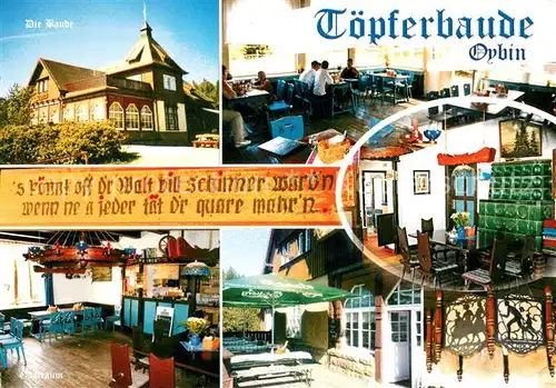 AK / Ansichtskarte Oybin Toepferbaude Gastraum Terrasse Oybin