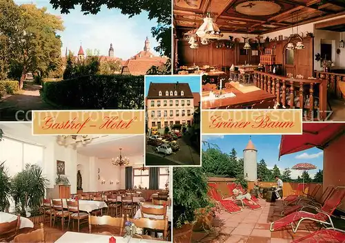 AK / Ansichtskarte Uffenheim Gasthof Hotel Gruener Baum Gastraeume Terrasse Uffenheim