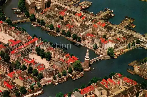 AK / Ansichtskarte Amsterdam_Niederlande Montelbaanstoren en omgeving luchtopname Amsterdam_Niederlande