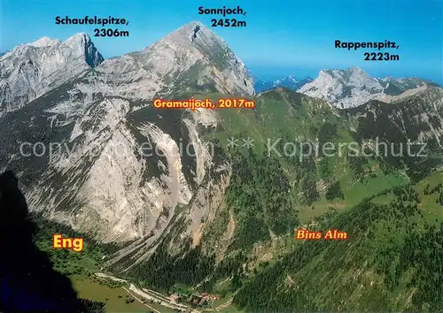 AK / Ansichtskarte Eng_Alm Gramaijoch ins Alm Karwendelgebirge Fliegeraufnahme Eng_Alm