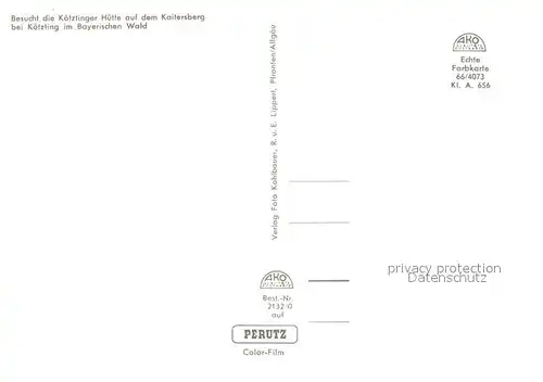AK / Ansichtskarte Koetzting Koetztinger Huette auf dem Kaitersberg Bayerischer Wald Koetzting