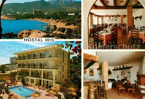 AK / Ansichtskarte Paguera_Mallorca_Islas_Baleares Hostal Iris Restaurant Swimming Pool Kuestenpanorama Paguera_Mallorca