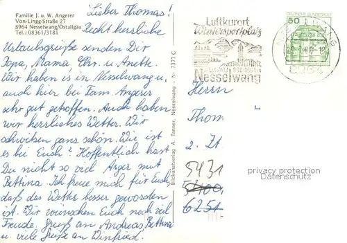 AK / Ansichtskarte Nesselwang Gaestehaus Pension Haus Angerer Attlesee Allgaeuer Alpen Almvieh Kuehe Freibad Alpenrosenbluete Alpspitze Sessellift Nesselwang