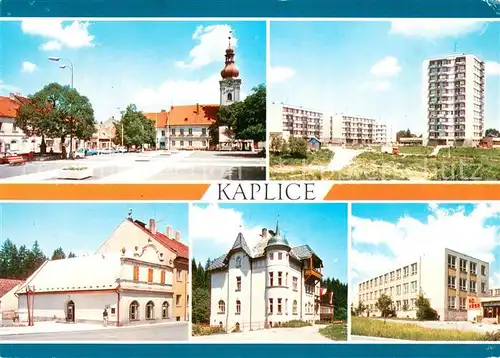 AK / Ansichtskarte Kaplice Platz Innenstadt Kirche Wohnsiedlung Hochhaeuser Schloss Gymnasium Kaplice