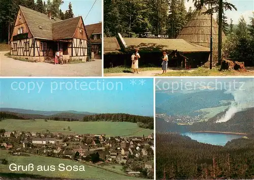 AK / Ansichtskarte Sosa_Erzgebirge Koehlerhuette Meiler Panorama Talsperre des Friedens Sosa Erzgebirge