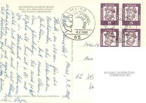 AK / Ansichtskarte Mainz_Rhein Gutenberg Museum Haus Zum Roemischen Kaiser und Ausstellungsgebaeude Mainz Rhein