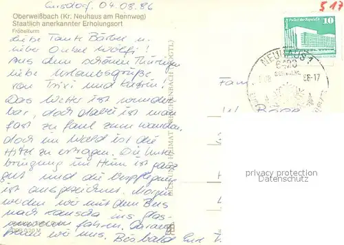 AK / Ansichtskarte Oberweissbach Froebelturm Oberweissbach