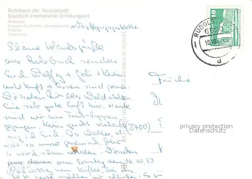 AK / Ansichtskarte Rohrbach_Saalfeld Ortsmotiv Konsum Gaststaette Sorbitzgrund Freibad Teilansicht Rohrbach Saalfeld