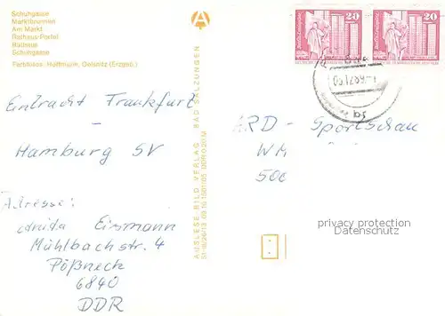 AK / Ansichtskarte Poessneck Schuhgasse Marktbrunnen Am Markt Rathaus Portal Rathaus Schuhgasse Poessneck