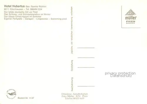 AK / Ansichtskarte Ettenhausen_Schleching Hotel Hubertus mit Breitenstein und Geigelstein Ettenhausen_Schleching