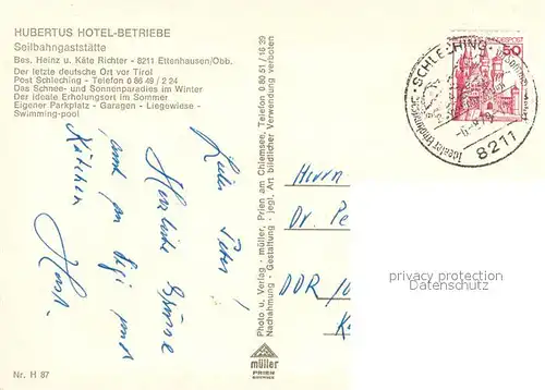 AK / Ansichtskarte Ettenhausen_Schleching Hotel Hubertus mit Breitenstein und Geigelstein Ettenhausen_Schleching