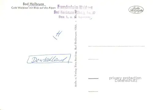 AK / Ansichtskarte Bad_Heilbrunn Cafe Waldrast mit Alpenblick Bad_Heilbrunn