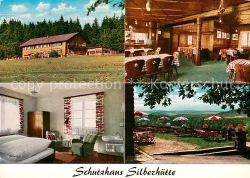 AK / Ansichtskarte Flossenbuerg Oberpfaelzer Wald Schutzhaus Silberhuette Gaststube Zimmer Terrasse Flossenbuerg