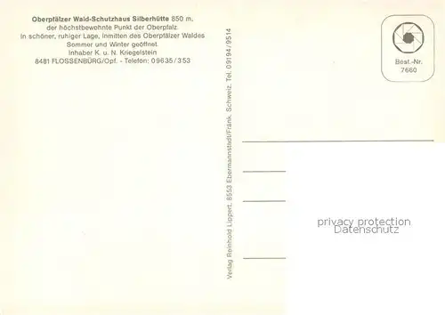 AK / Ansichtskarte Flossenbuerg Oberpfaelzer Wald Schutzhaus Silberhuette Flossenbuerg