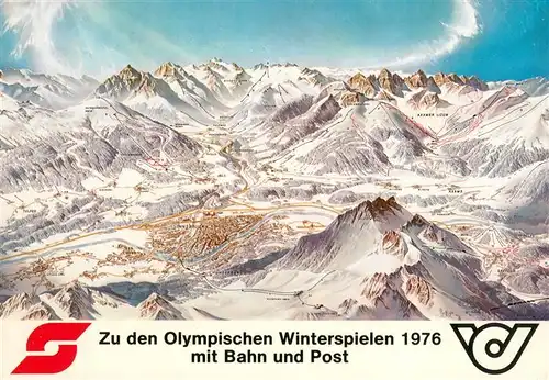 AK / Ansichtskarte Innsbruck XII. Olympische Winterspiele 1976 uebersichtskarte aus der Vogelperspektive Innsbruck