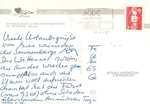 AK / Ansichtskarte Cap d_Agde en parcourant la Cote Mediterraneene vue aerienne Cap d_Agde