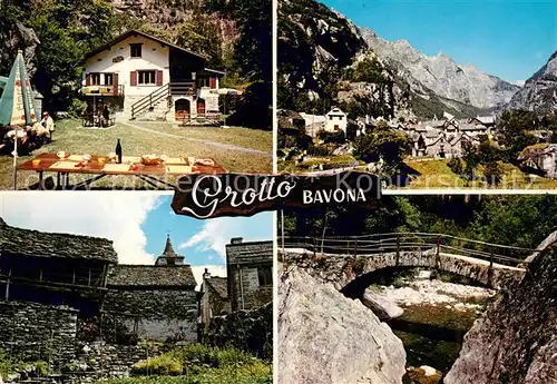 AK / Ansichtskarte Sonlerto_Val_Bavona Grotto Bavona Bergdorf Steinbruecke Bergbach 