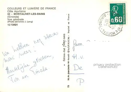 AK / Ansichtskarte Montalivet_les_Bains Vue aerienne Collection Couleurs et Lumiere de France Montalivet_les_Bains